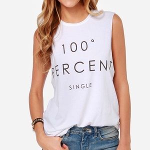 100 Percent Single Distressed Muscle Tank/Tee